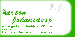 marton johanidesz business card